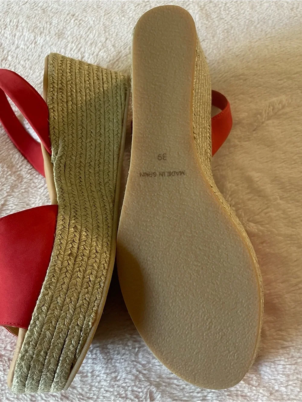Calaxini Red Slingback Espadrille Sandal,Size 39-8-1/2